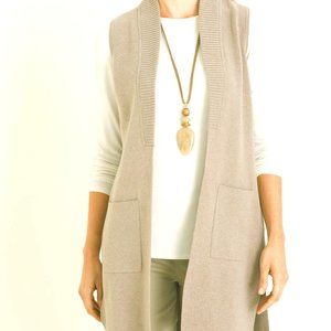 Adrienne Vitadini Beige Hooded Duster Cardigan
